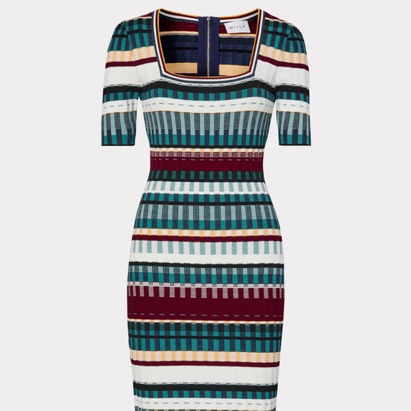 Milly Textured Tech Stripe Dress - Size M - NWT - Picture 5 of 16